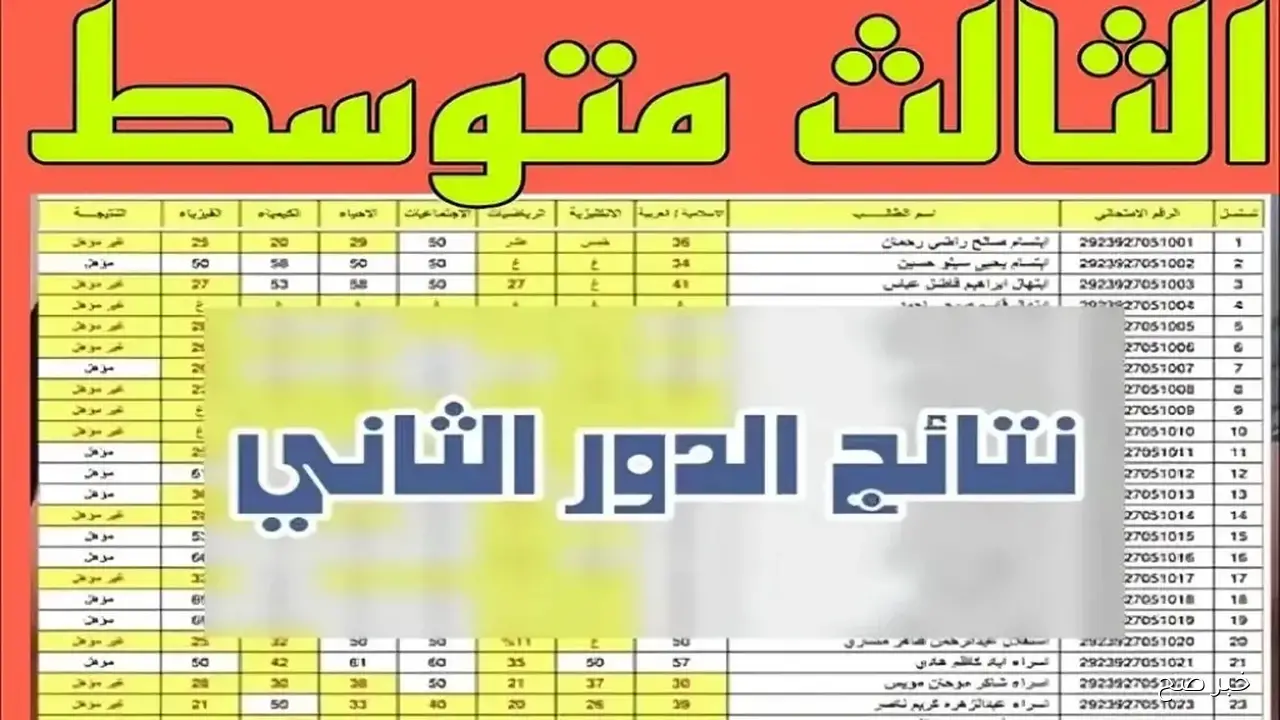 الان نتائج الثالث متوسط الدور الثاني 2025 جميع المحافظات بالرقم الامتحاني عبر موقع الوزارة او موقع نتائجنا