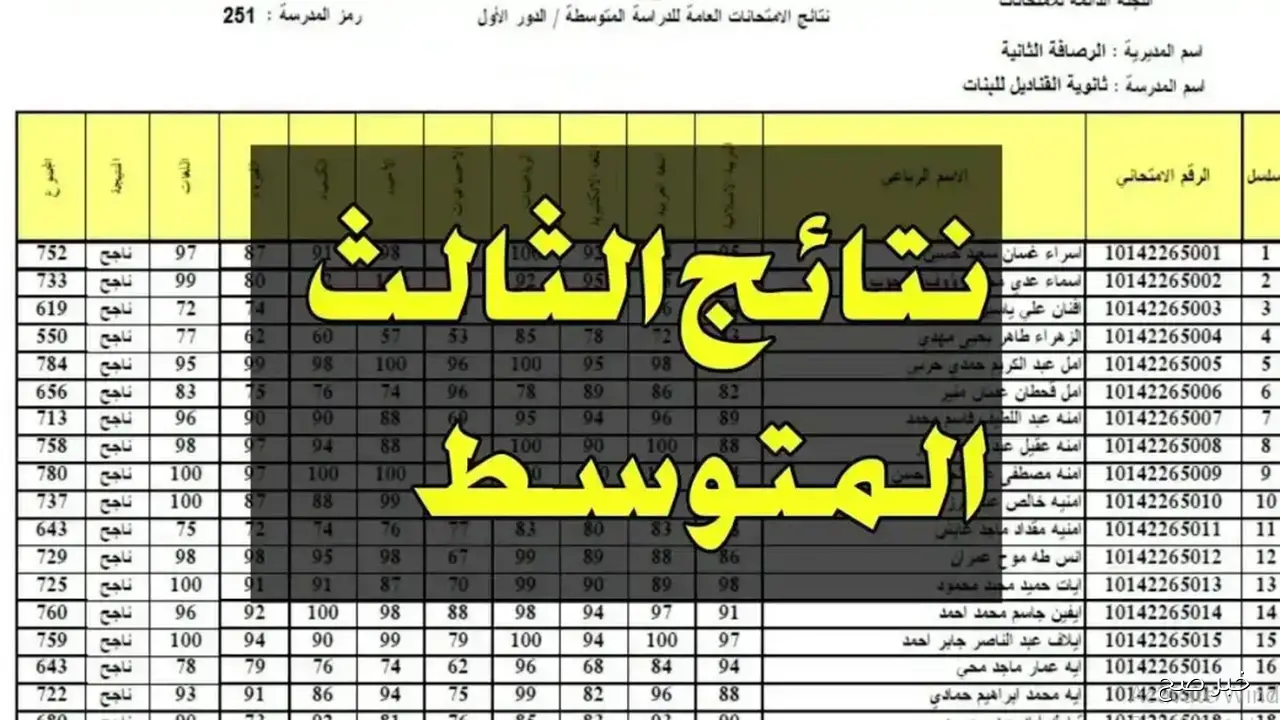 تم الرفع ✔ موقع نتائجنا نتائج الثالث متوسط الدور الثاني 2025 جميع المحافظات.. حملها pdf