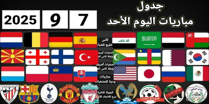 “لقاءات نارية” .. مواعيد مباريات اليوم والقنوات الناقلة 7\9\2025 في كافة البطولات العالمية والمحلية