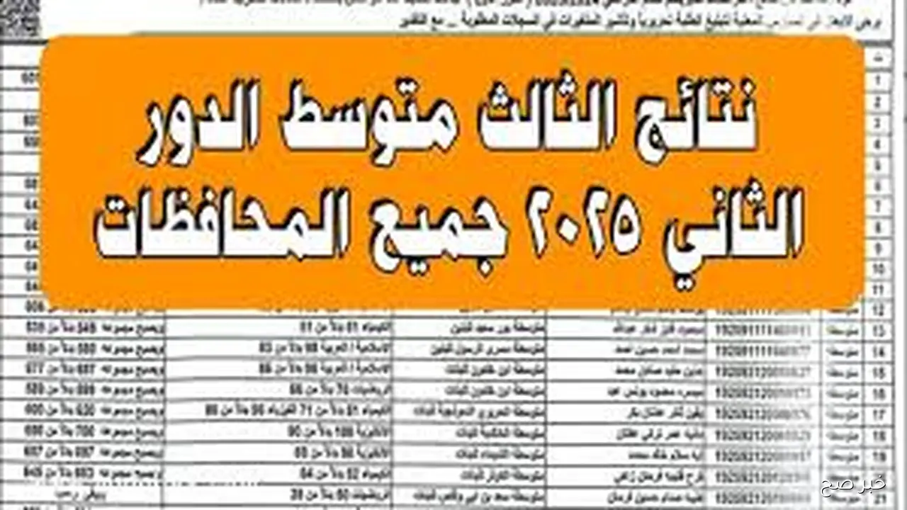 كشوفات pdf.. رابط نتائج الثالث متوسط 2025 الدور الثاني بالرقم الامتحاني والاسم عبر موقع نتائجنا وموقع الوزارة الرسمي