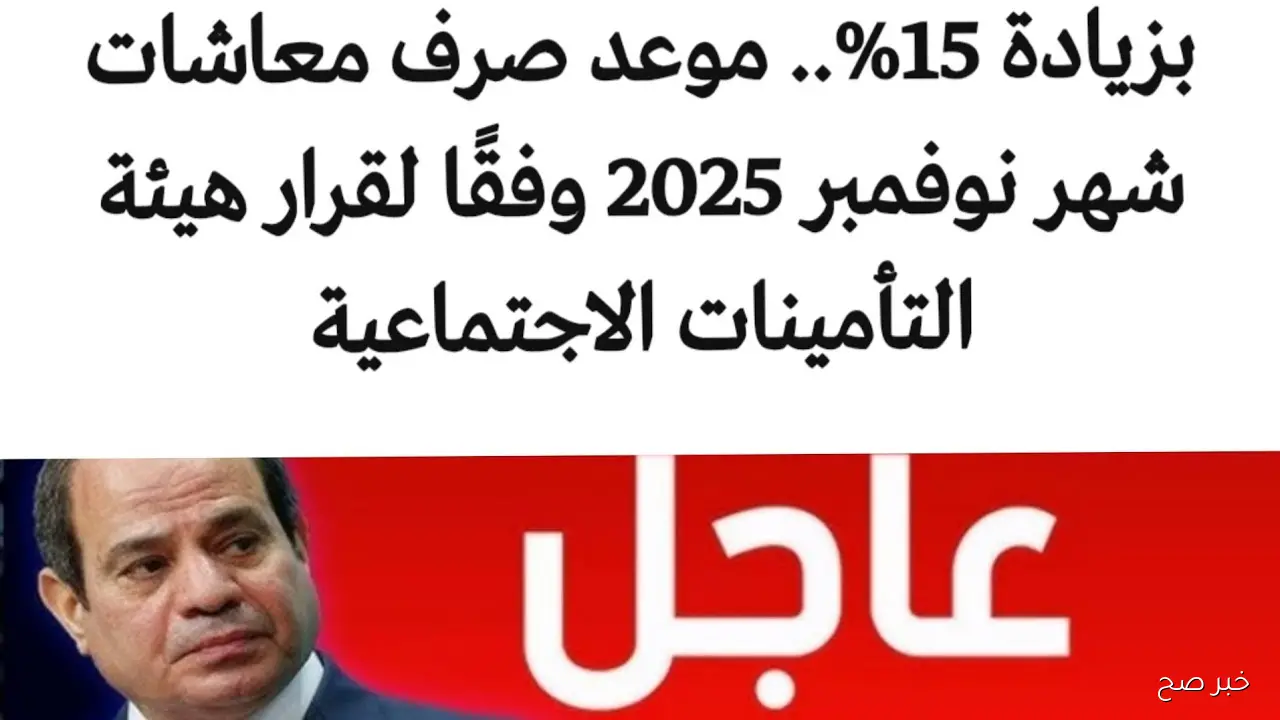 موعد صرف معاشات شهر نوفمبر 2025 بالزيادة الأخيرة وفقًا للتأمينات الاجتماعية ورابط الاستعلام