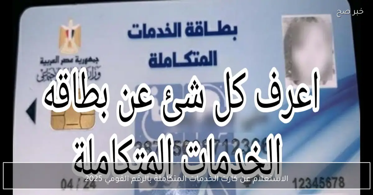 الاستعلام عن كارت الخدمات المتكاملة بالرقم القومي 2025 عبر موقع وزارة التضامن الاجتماعي