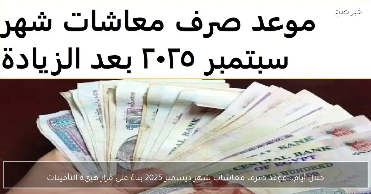 خلال أيام.. موعد صرف معاشات شهر ديسمبر 2025 بناءً على قرار هيئة التأمينات