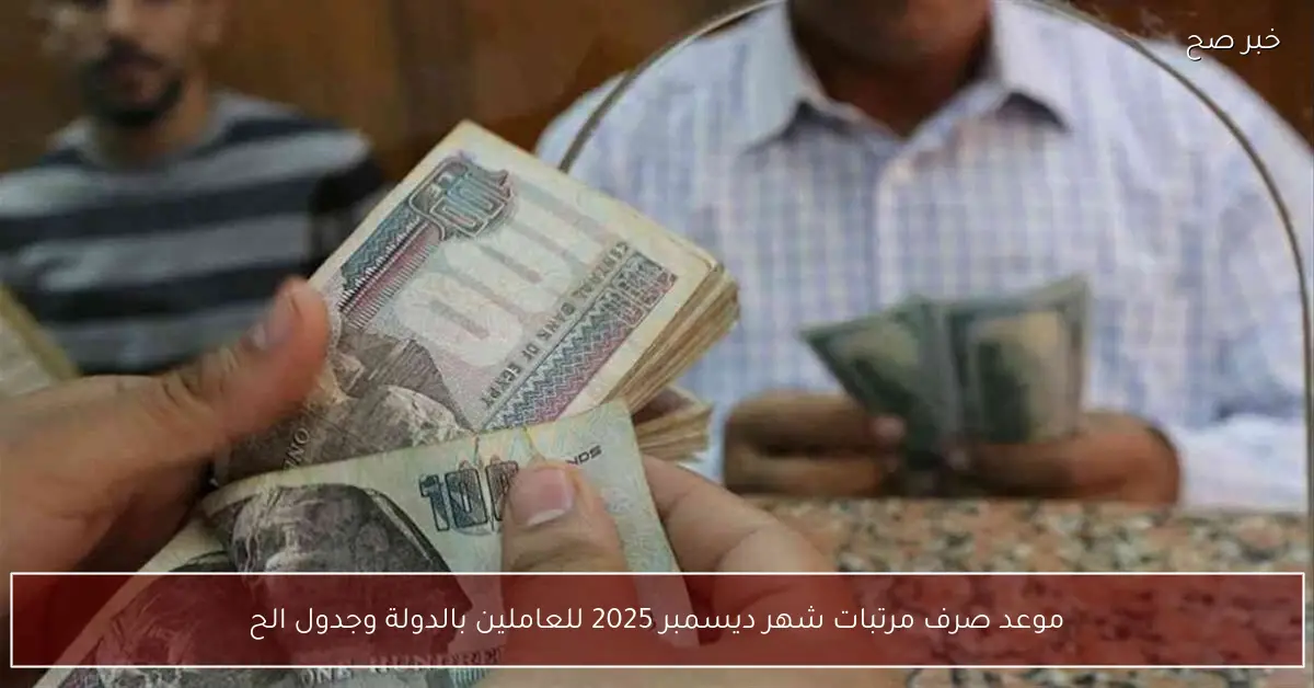 بعد الزيادة.. موعد صرف مرتبات شهر ديسمبر 2025 للعاملين بالدولة وجدول الحد الادني للاجور