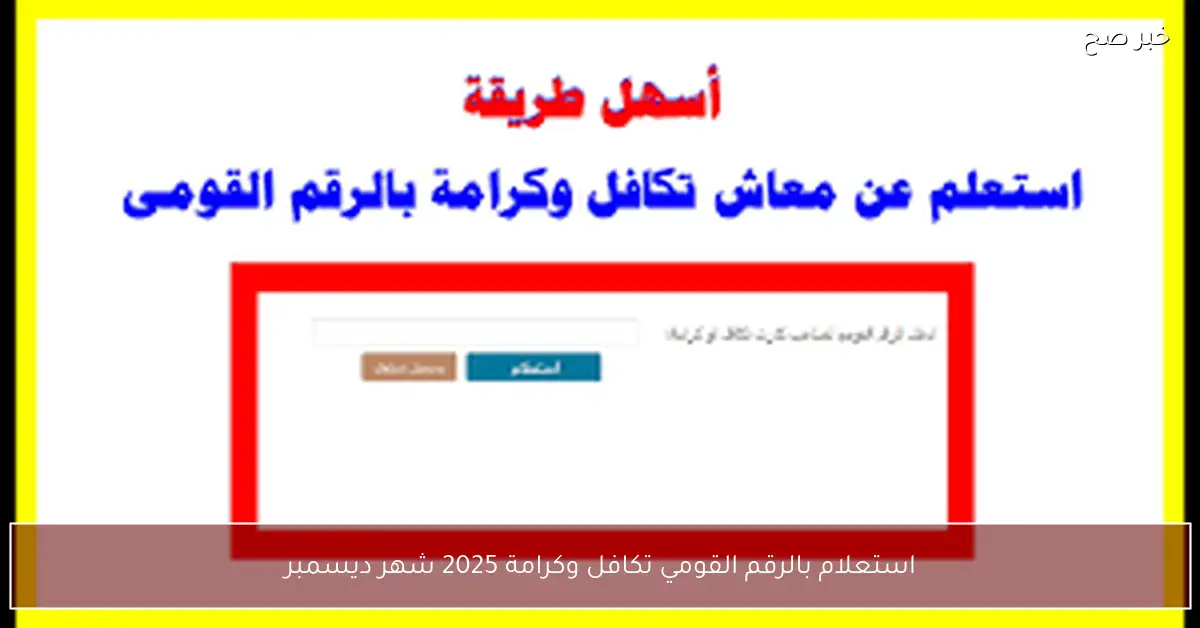 رابط استعلام بالرقم القومي تكافل وكرامة 2025 شهر ديسمبر عبر moss.gov.eg وشروط الاستحقاق