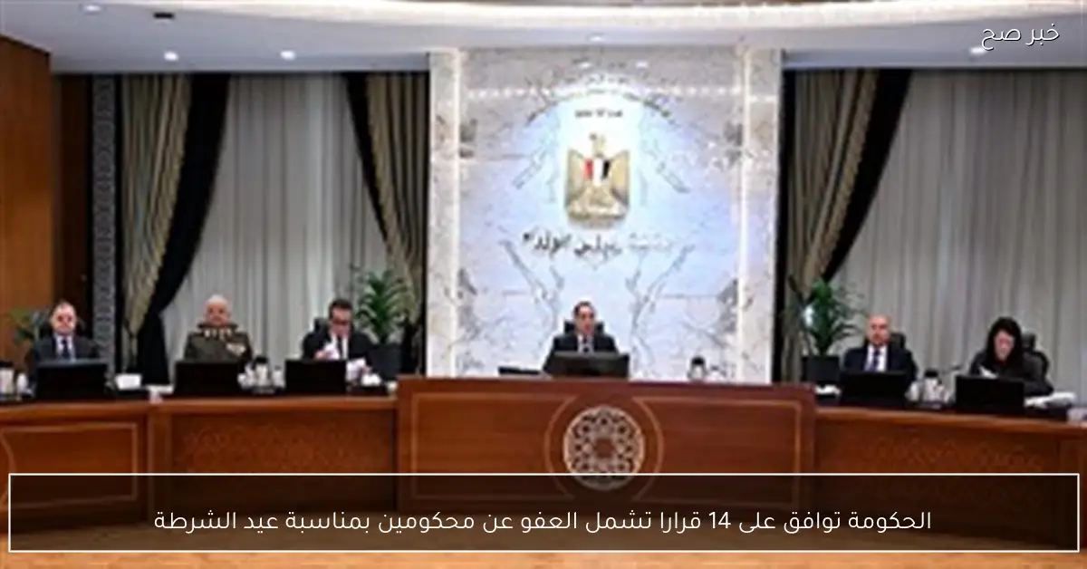 الحكومة توافق على 14 قرارا تشمل العفو عن محكومين بمناسبة عيد الشرطة