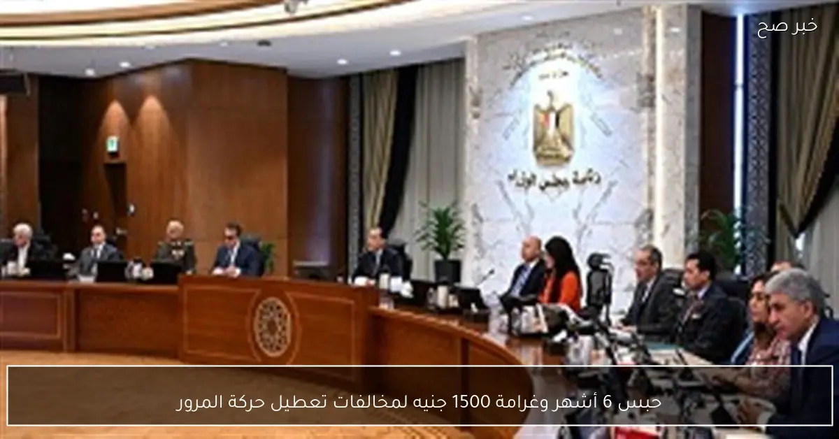 حبس 6 أشهر وغرامة 1500 جنيه لمخالفات تعطيل حركة المرور