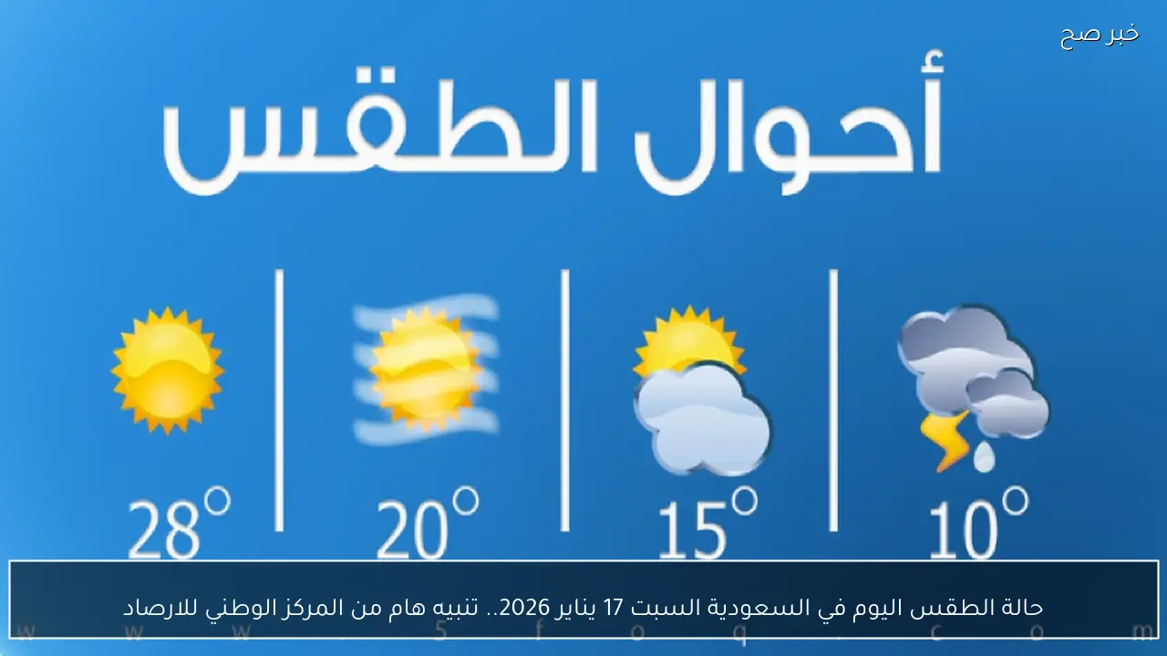 حالة الطقس اليوم في السعودية السبت 17 يناير 2026.. تنبيه هام من المركز الوطني للارصاد