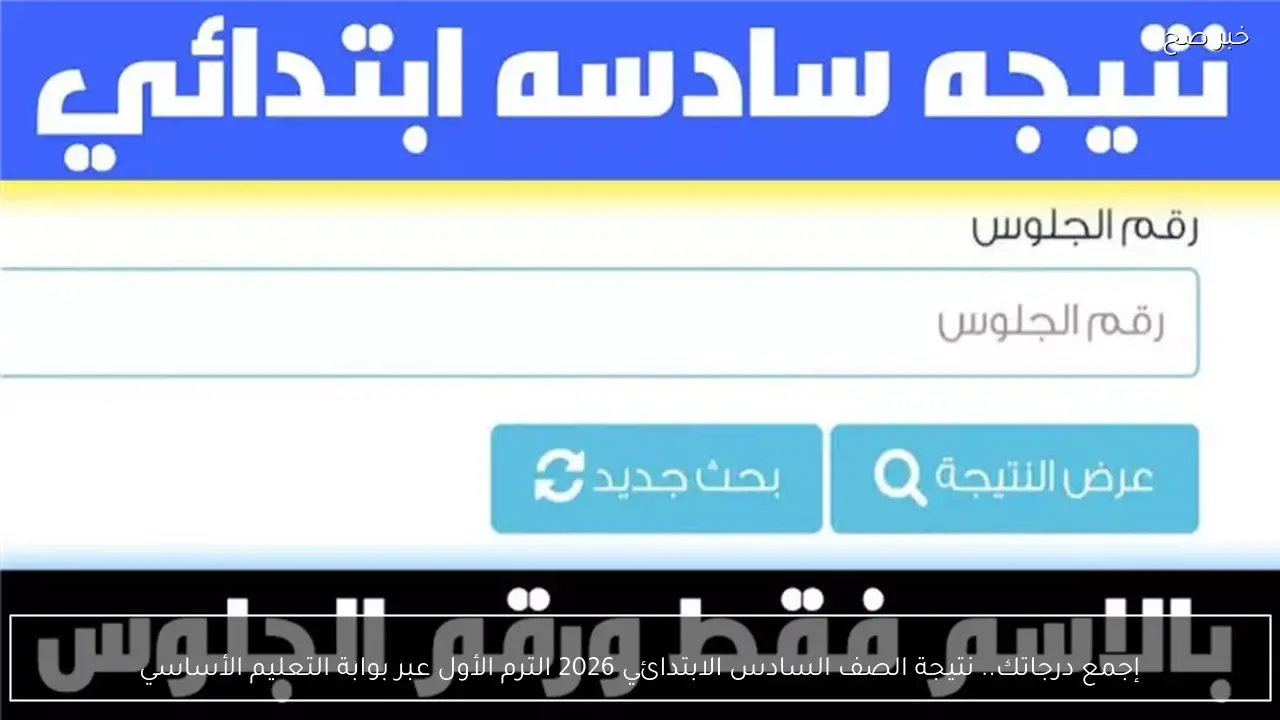 بالرقم القومي فقط.. نتيجة الصف السادس الابتدائي 2026 الترم الأول عبر بوابة التعليم الأساسي