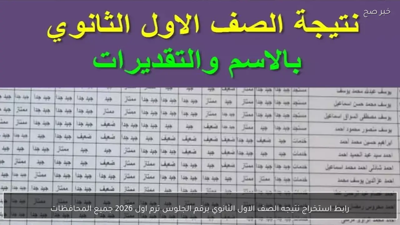 رابط استخراج نتيجه الصف الاول الثانوي برقم الجلوس ترم اول 2026 جميع المحافظات