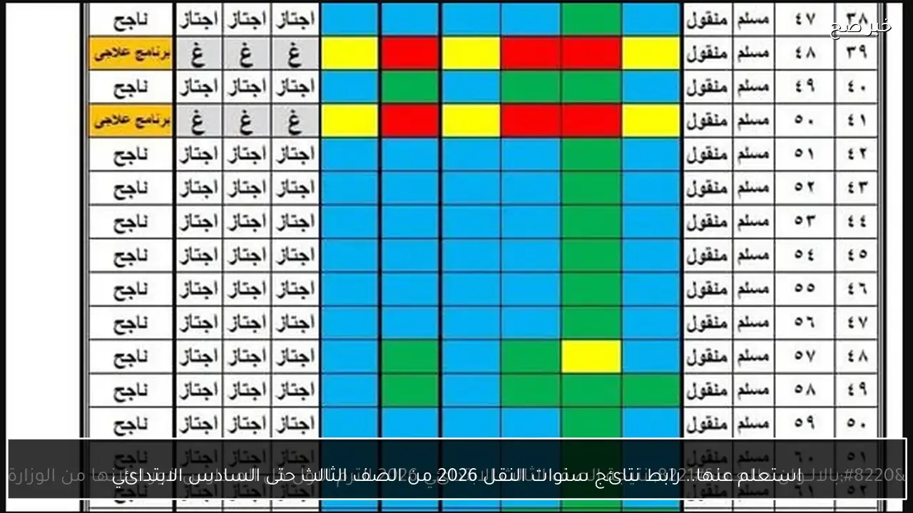 استعلم عنها.. رابط نتائج سنوات النقل 2026 من الصف الثالث حتى السادس الابتدائي