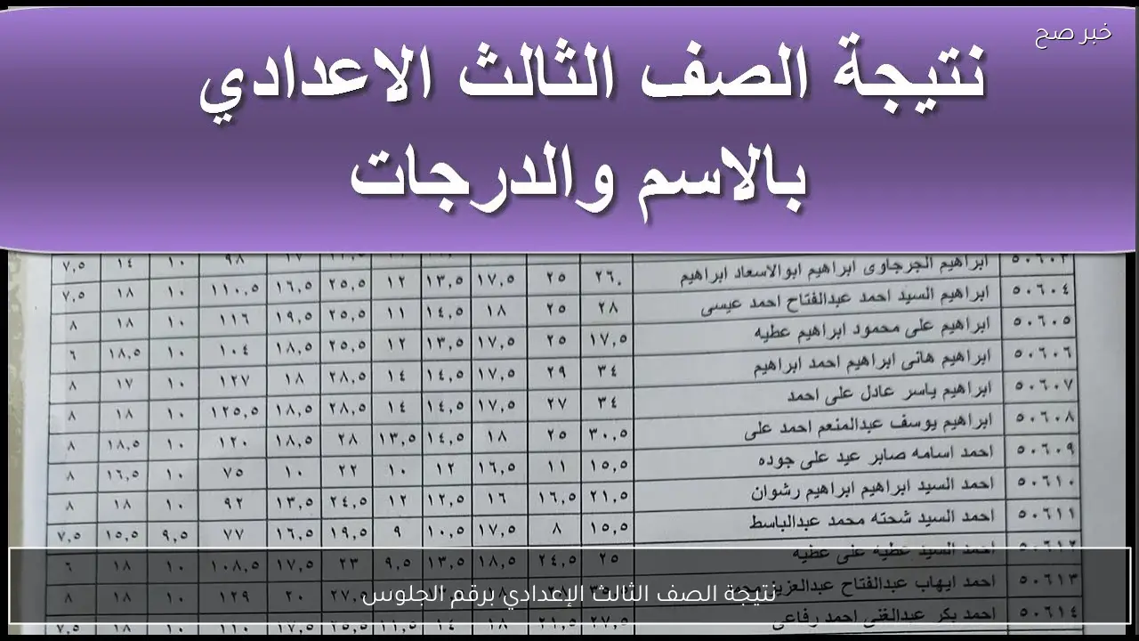 فور ظهورها.. نتيجة الصف الثالث الإعدادي برقم الجلوس 2026 عبر بوابة التعليم الاساسي