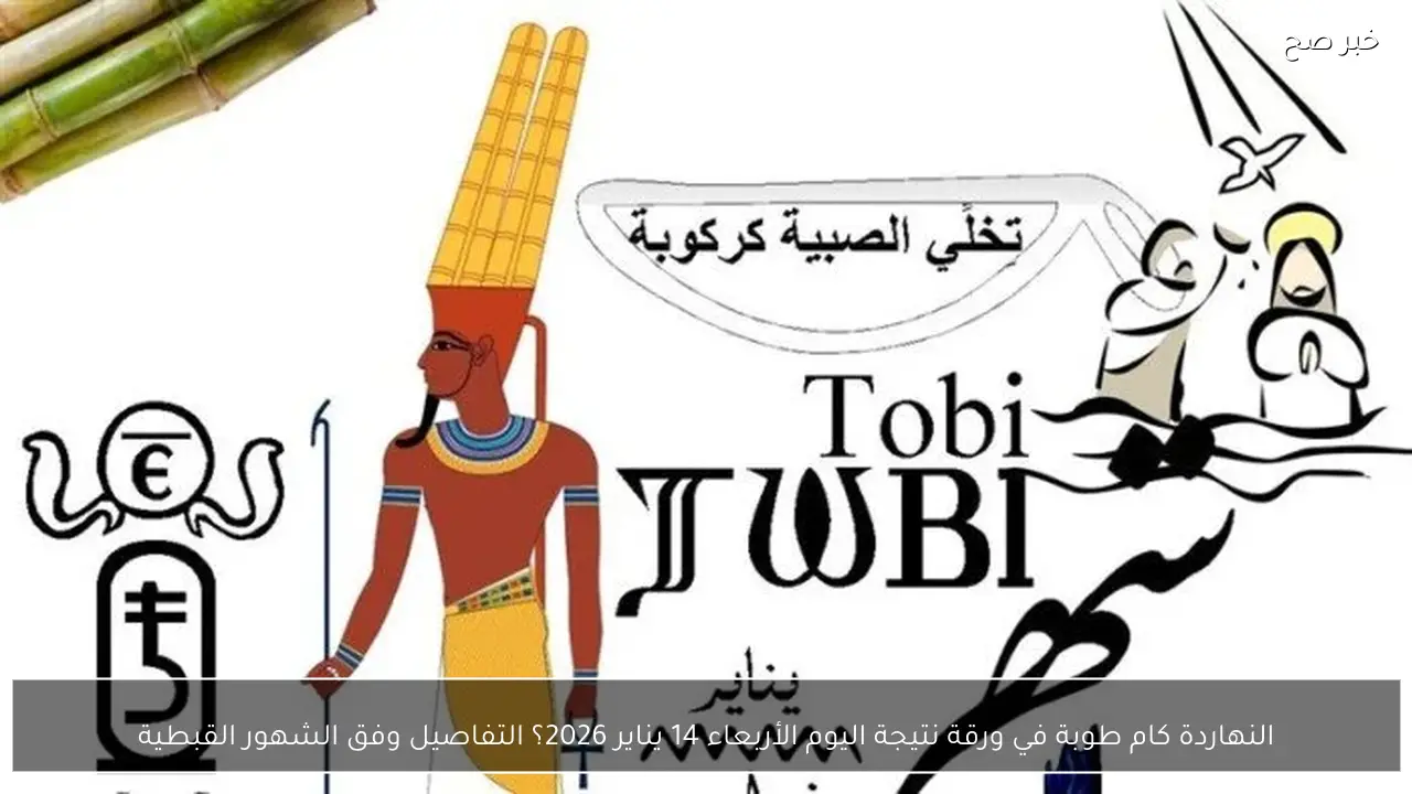 النهاردة كام طوبة في ورقة نتيجة اليوم الأربعاء 14 يناير 2026؟ التفاصيل وفق الشهور القبطية