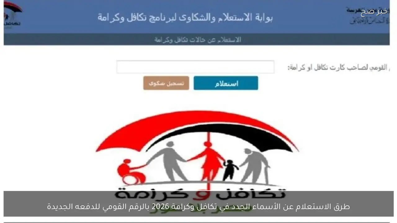 طرق الاستعلام عن الأسماء الجدد في تكافل وكرامة 2026 بالرقم القومي للدفعه الجديدة