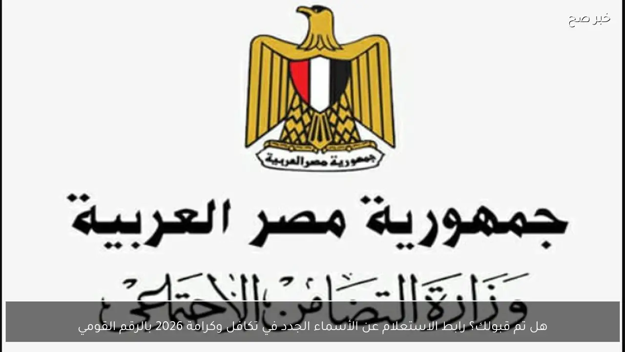 هل تم قبولك؟ رابط الاستعلام عن الأسماء الجدد في تكافل وكرامة 2026 بالرقم القومي