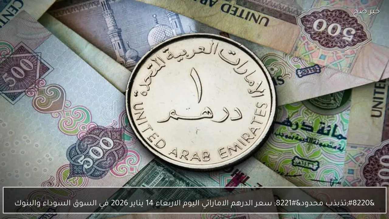 “تذبذب محدود” سعر الدرهم الاماراتي اليوم الاربعاء 14 يناير 2026 في السوق السوداء والبنوك