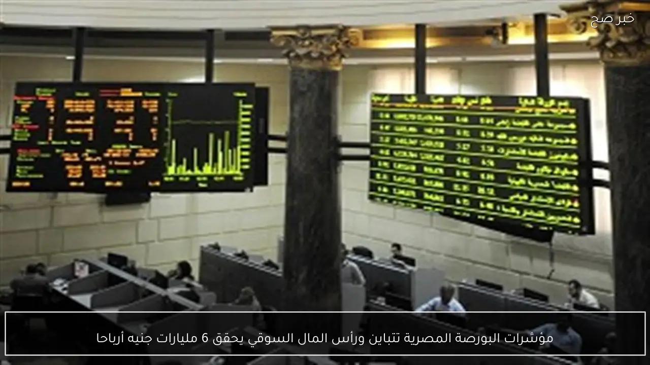 مؤشرات البورصة المصرية تتباين ورأس المال السوقي يحقق 6 مليارات جنيه أرباحا