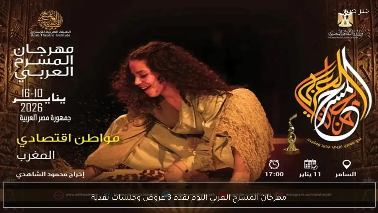 مهرجان المسرح العربي اليوم يقدم 3 عروض وجلسات نقدية