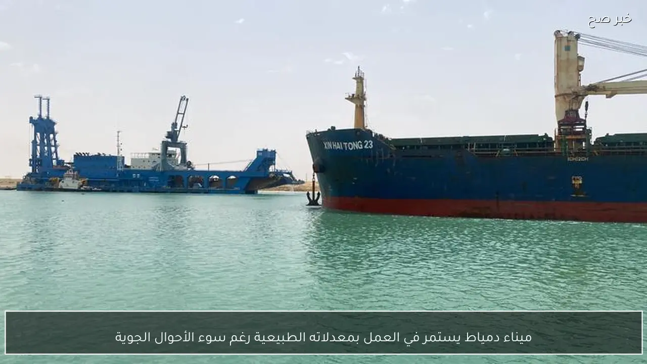 ميناء دمياط يستمر في العمل بمعدلاته الطبيعية رغم سوء الأحوال الجوية