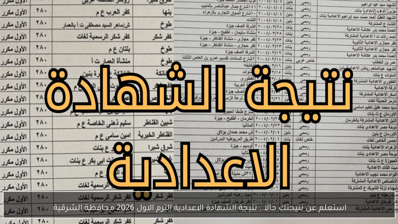 استعلم عن نتيجتك حالا.. نتيجة الشهادة الاعدادية الترم الاول 2026 محافظة الشرقية 
