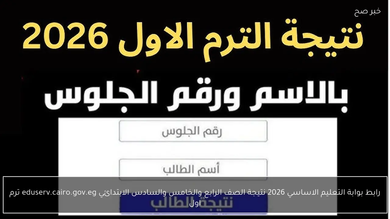 رابط بوابة التعليم الاساسي 2026 نتيجة الصف الرابع والخامس والسادس الابتدائي eduserv.cairo.gov.eg ترم اول