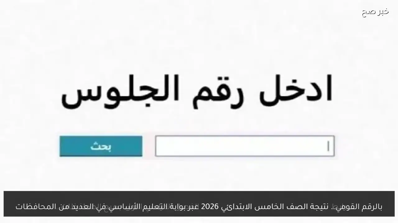 بالرقم القومي.. نتيجة الصف الخامس الابتدائي 2026 عبر بوابة التعليم الأساسي في العديد من المحافظات
