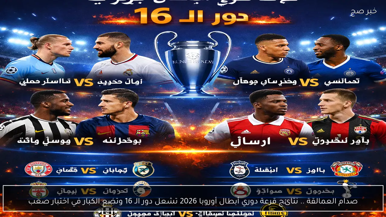 صدام العمالقة .. نتائج قرعة دوري أبطال أوروبا 2026 تشعل دور الـ 16 وتضع الكبار في اختبار صعب