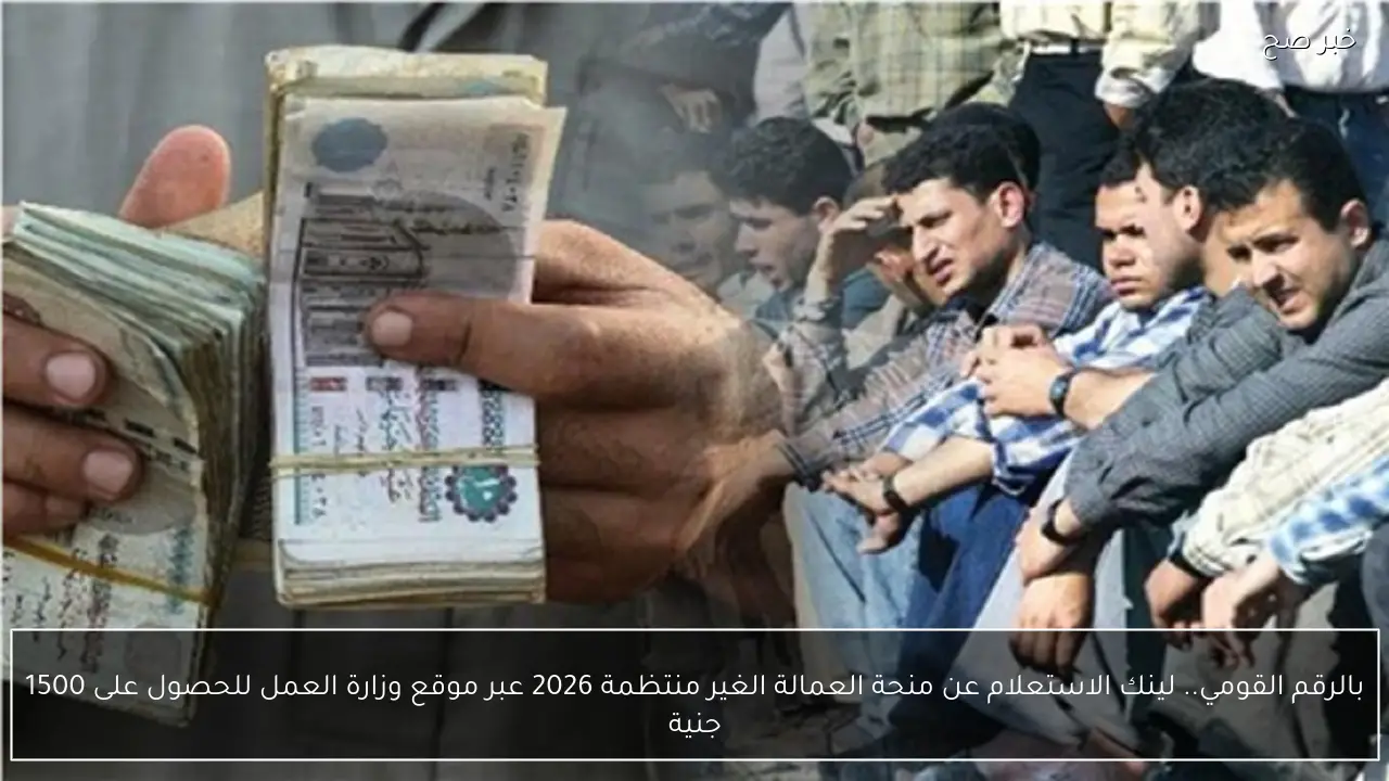 بالرقم القومي.. لينك الاستعلام عن منحة العمالة الغير منتظمة 2026 عبر موقع وزارة العمل للحصول على 1500 جنيه فى رمضان