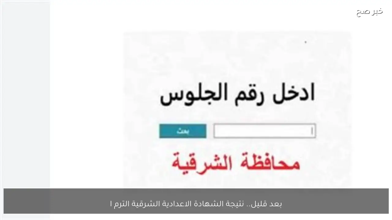 بعد قليل.. نتيجة الشهادة الاعدادية الشرقية الترم الاول 2026 برقم الجلوس والاسم