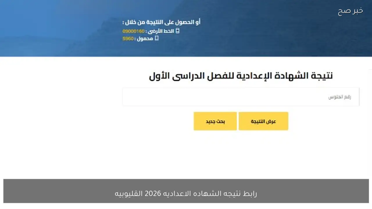 رابط نتيجه الشهاده الاعداديه 2026 القليوبيه الترم الاول برقم الجلوس والاسم عبر الموقع الرسمي