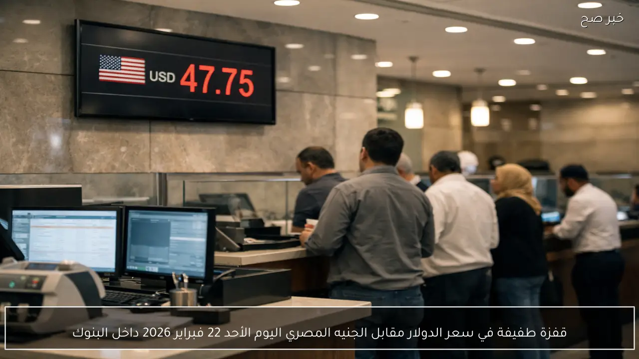 قفزة طفيفة في سعر الدولار مقابل الجنيه المصري اليوم الأحد 22 فبراير 2026 داخل البنوك