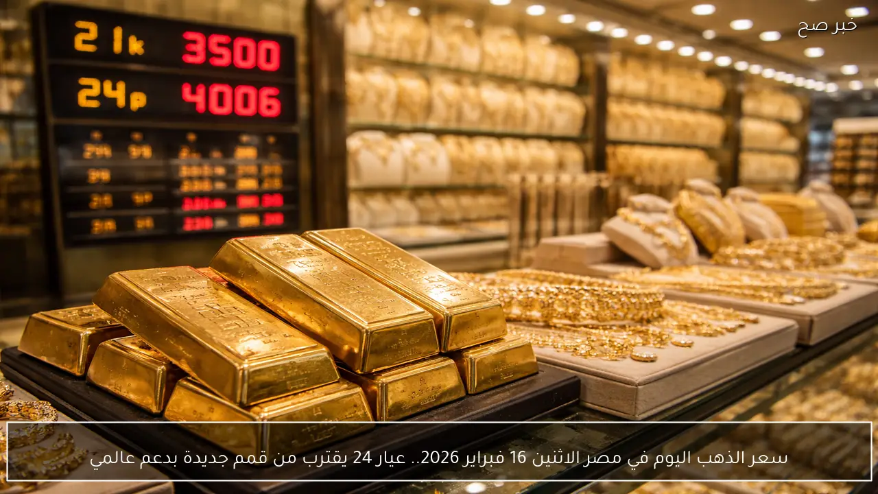 سعر الذهب اليوم في مصر الاثنين 16 فبراير 2026.. عيار 24 يقترب من قمم جديدة بدعم عالمي