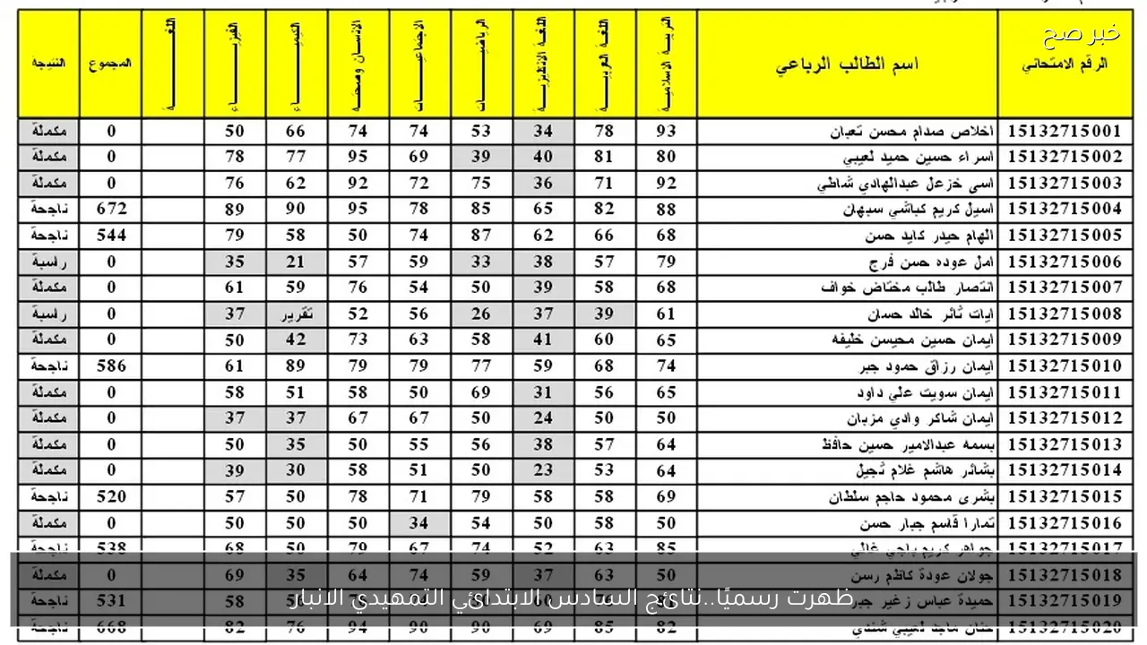 ظهرت رسميًا.. نتائج السادس الابتدائي التمهيدي الانبار 2026 برقم الامتحاني عبر موقع نتائجنا ووزارة التربية العراقية