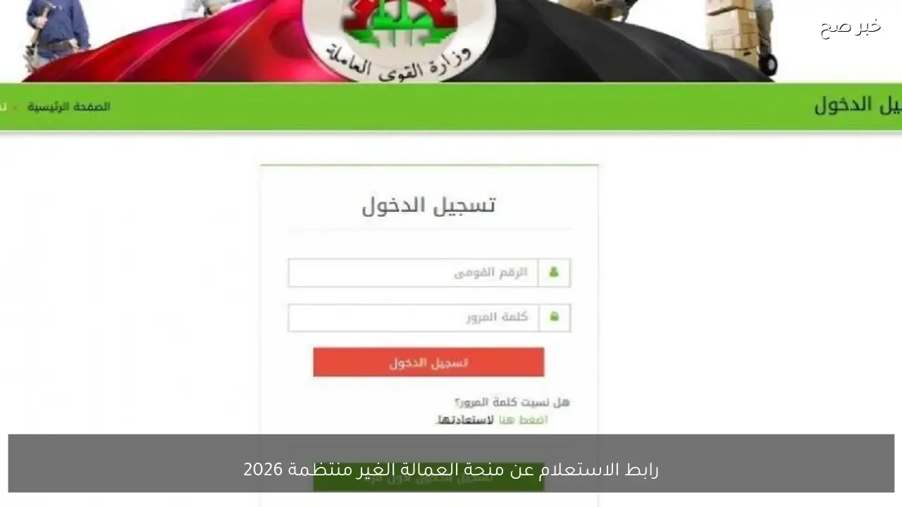 الآن رابط الاستعلام عن منحة العمالة الغير منتظمة 2026 عبر موقع الوزارة الرسمي واعرف ميعاد الصرف وفقا للشروط