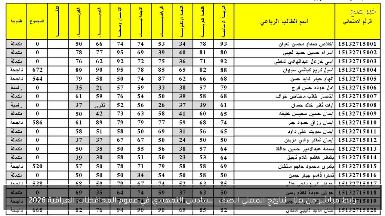 رابط مباشر من هنا.. نتائج المهني الصف السادس التمهيدي في عموم المحافظات العراقية 2026