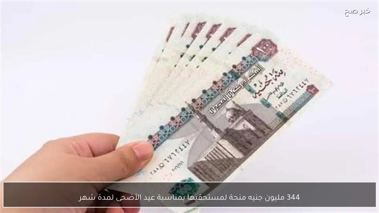 344 مليون جنيه منحة لمستحقيها بمناسبة عيد الأضحى لمدة شهر