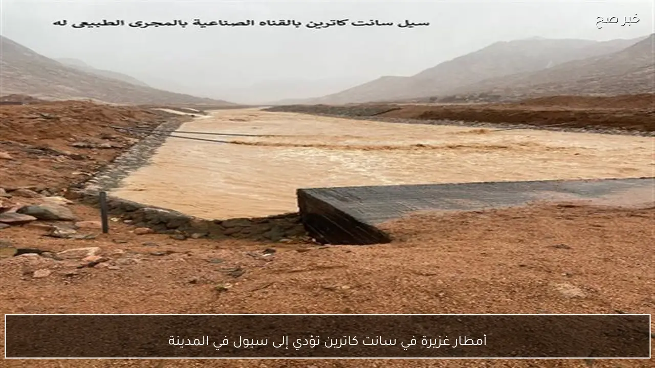 أمطار غزيرة في سانت كاترين تؤدي إلى سيول في المدينة