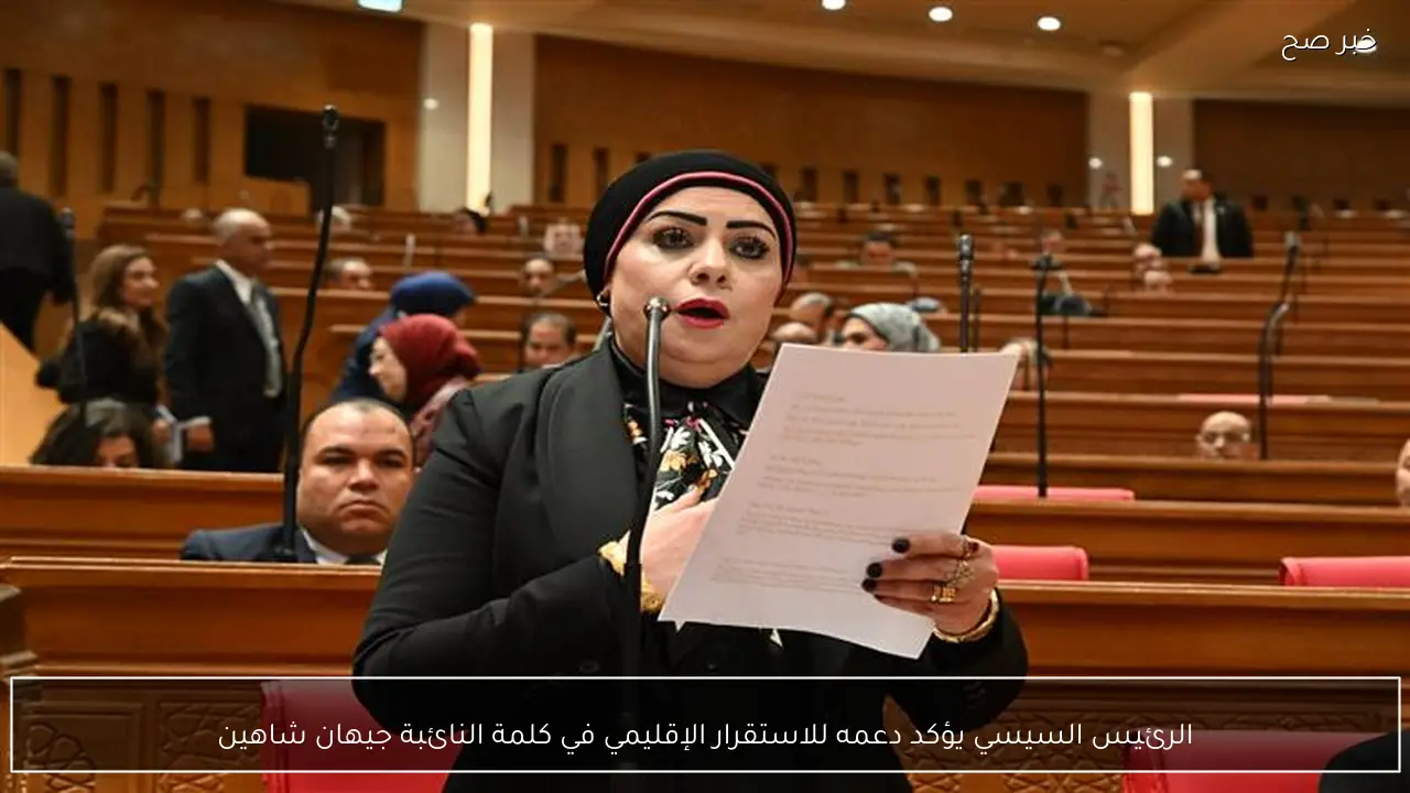 الرئيس السيسي يؤكد دعمه للاستقرار الإقليمي في كلمة النائبة جيهان شاهين