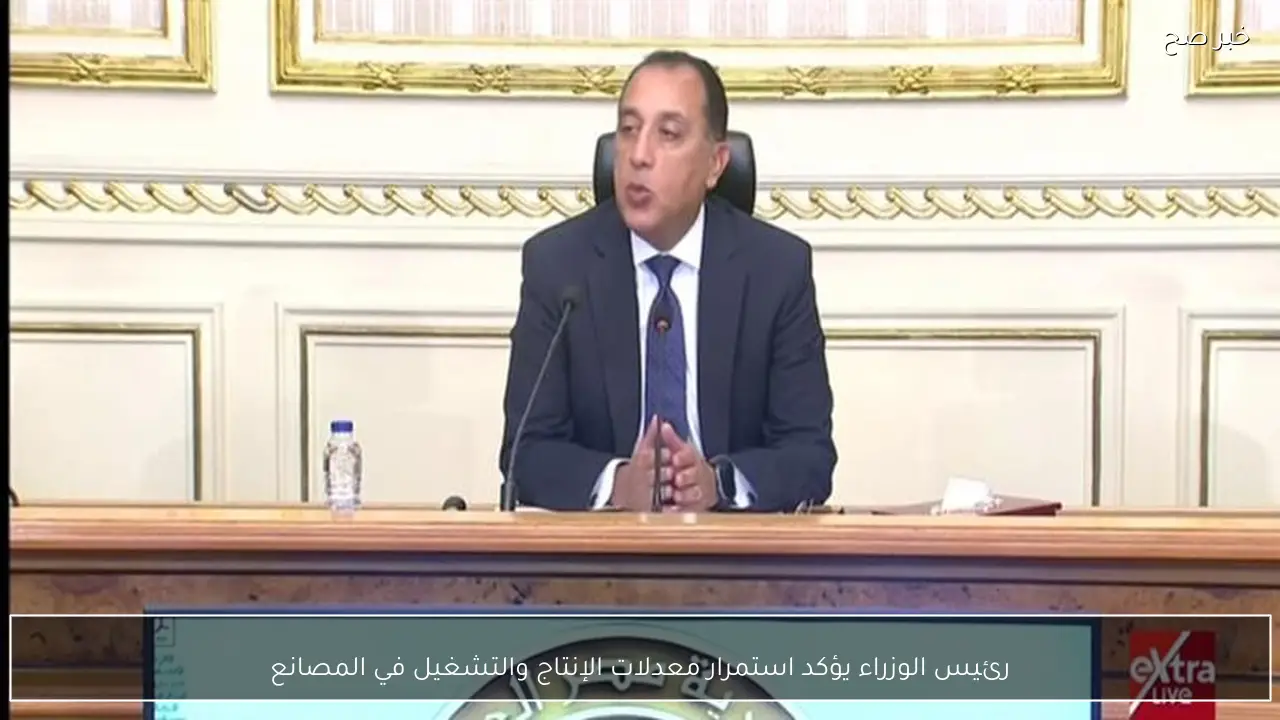 رئيس الوزراء يؤكد استمرار معدلات الإنتاج والتشغيل في المصانع