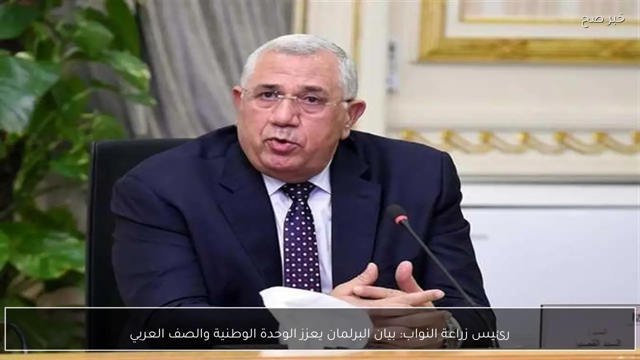 رئيس زراعة النواب: بيان البرلمان يعزز الوحدة الوطنية والصف العربي