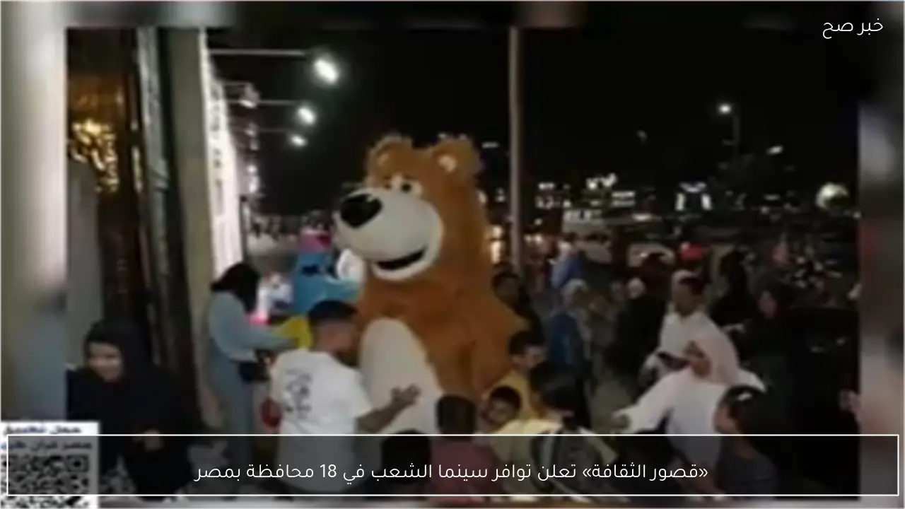 «قصور الثقافة» تعلن توافر سينما الشعب في 18 محافظة بمصر