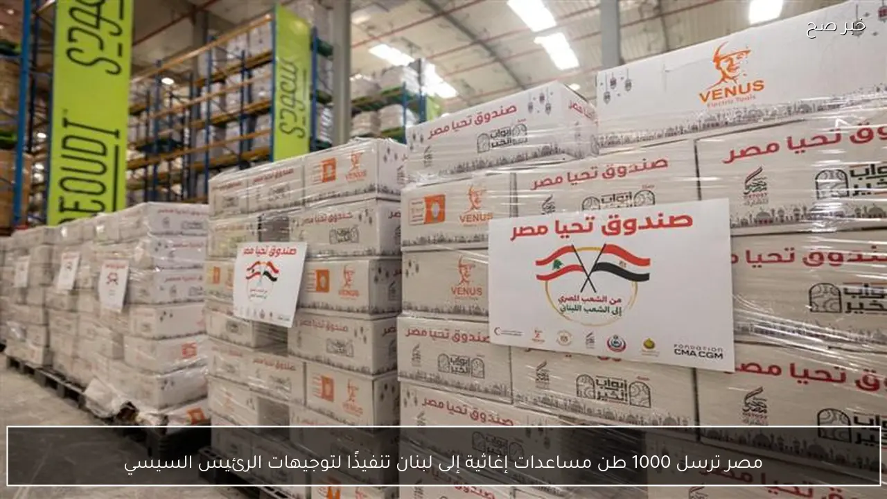 مصر ترسل 1000 طن مساعدات إغاثية إلى لبنان تنفيذًا لتوجيهات الرئيس السيسي